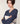 Striped V-neck sweater in merino wool - Denim Blue