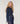 Round neck sweater in chunky heather knit - Navy Blue