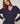 Pull col V bicolore - Bleu Denim