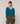 Asymmetrical neckline sweater in merino wool - Peacock Blue