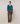 Asymmetrical neckline sweater in merino wool - Peacock Blue
